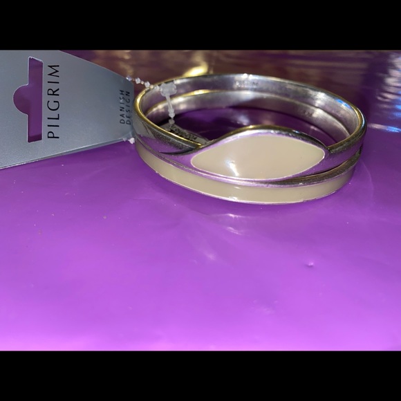 Pilgrim Green & Silvertone Bangle Bracelets - Picture 1 of 3